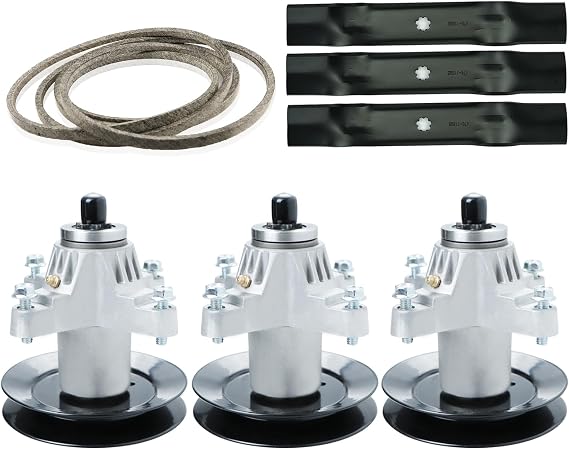 54 Inch Deck Rebuild Kit Replace for Cub Cadet/MTD SLT1554 SLTX1054, with 3 Spindles 618-04126 918-04125, 3 Blades 742-0677 942-0677, 1 Belt 754-0642 954-0642 with 138 5/8 Inch