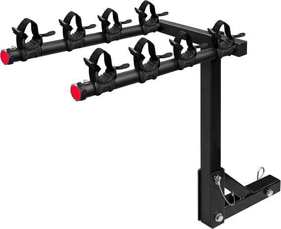 MaxxHaul 4-Bike Hitch Mount Rack - Dual Arm Carrier with Tie-Down Straps, Fits 2" Class III-IV Receiver, Foldable Heavy-Duty Steel (50250)