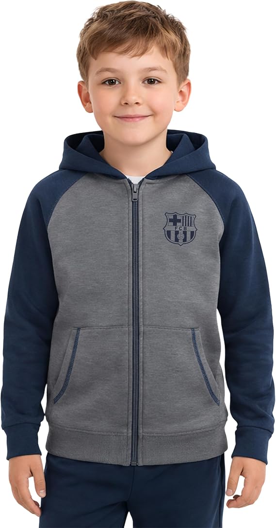 Icon Sports Officially Licensed FC Barcelona Zip Up Hoodie - Unisex Kids