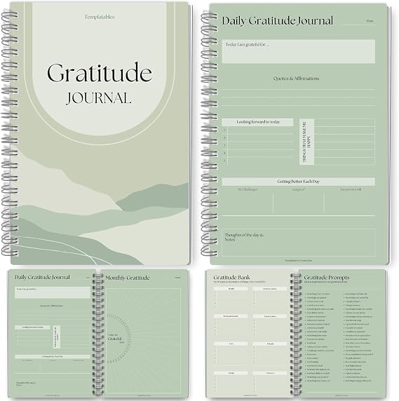 Gratitude & Mindfulness Journal - 90 Day Template, Self Care Planner, Positivity Diary, Daily Gratitude Jar, Wellness, Manifestation | A5 (Green)