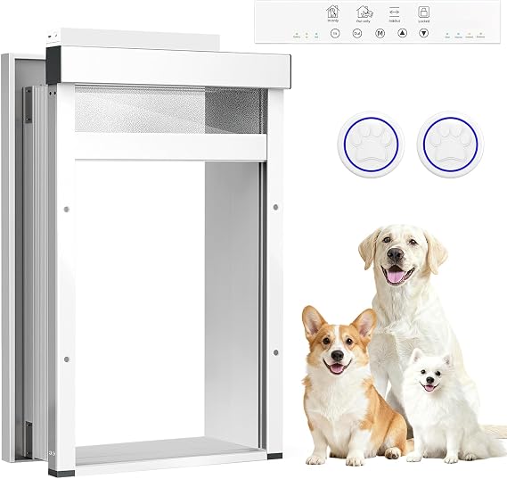 Customizable Size Automatic Dog Door for Door and Wall,No Collar,4 Modes