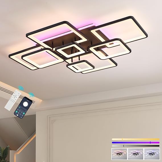 LED Ceiling Light 100W, Modern Dimmable Flush Mount with Remote [Energy Class E]
