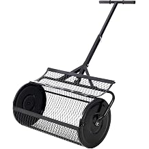 Compost Spreader and Peat Moss Spreader, Compost Spreader Metal Mesh,2 in 1 ATV and T Shaped Handle for Planting Seeding,Lawn and Garden Care Manure Spreaders Roller (24L＂×13W＂×47.2H＂)