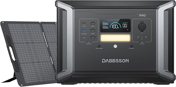 Dabbsson 2150Wh Solar Generator DBS2100 Pro with 1x210W Solar Panel, 2400W Rated Power Station,Expandable to 4600W 12.9kWh,NEMA TT-30,100W USB-C,Support AC & Solar Charging Together,EPS 15ms,2024 New