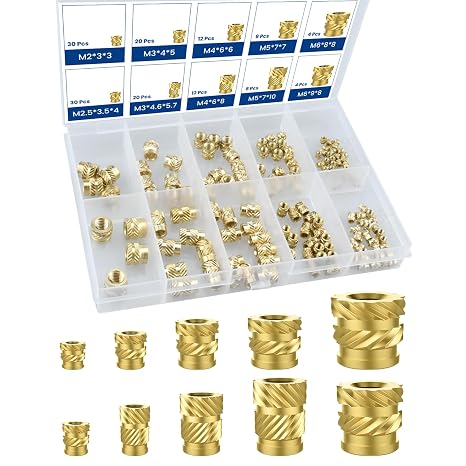 148 Pcs Threaded Inserts Assortment Kit, M2 M2.5 M3 M4 M5 M6