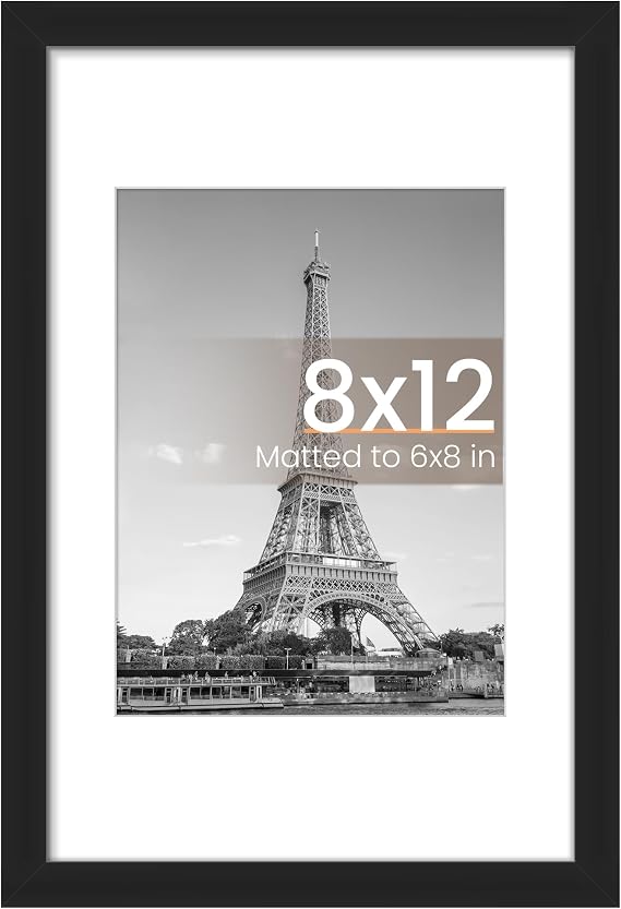 upsimples 8x12 Picture Frame, Wall Decor Photo Frames, Black 1 Pack