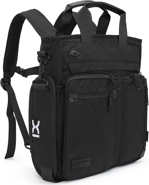 INOXTO Men's 3 in 1 Convertible Backpack Briefcase Messenger - Business Office Laptop Shoulder Bag (Black)