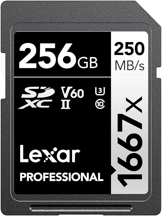 Lexar 256GB Professional 1667x SD Card, UHS-II, C10, U3, V60, Full HD, 4K, Up To 250MB/s Read SDXC Memory Card, for Professional Photographer, Videographer, Enthusiast (LSD256CBNA1667)
