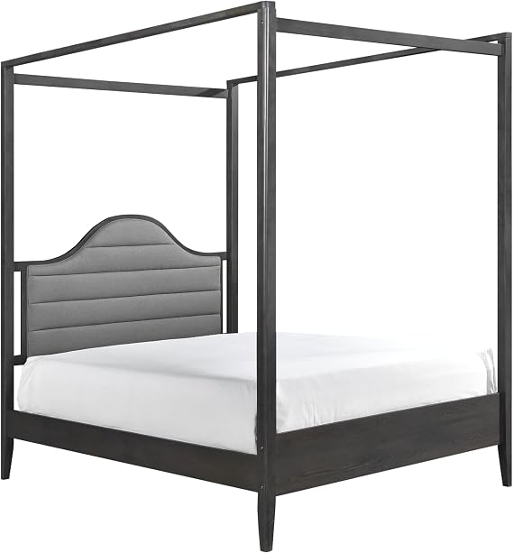 Upholstery Headboard Canopy Full Bed 1pc Wooden Bedroom Furniture