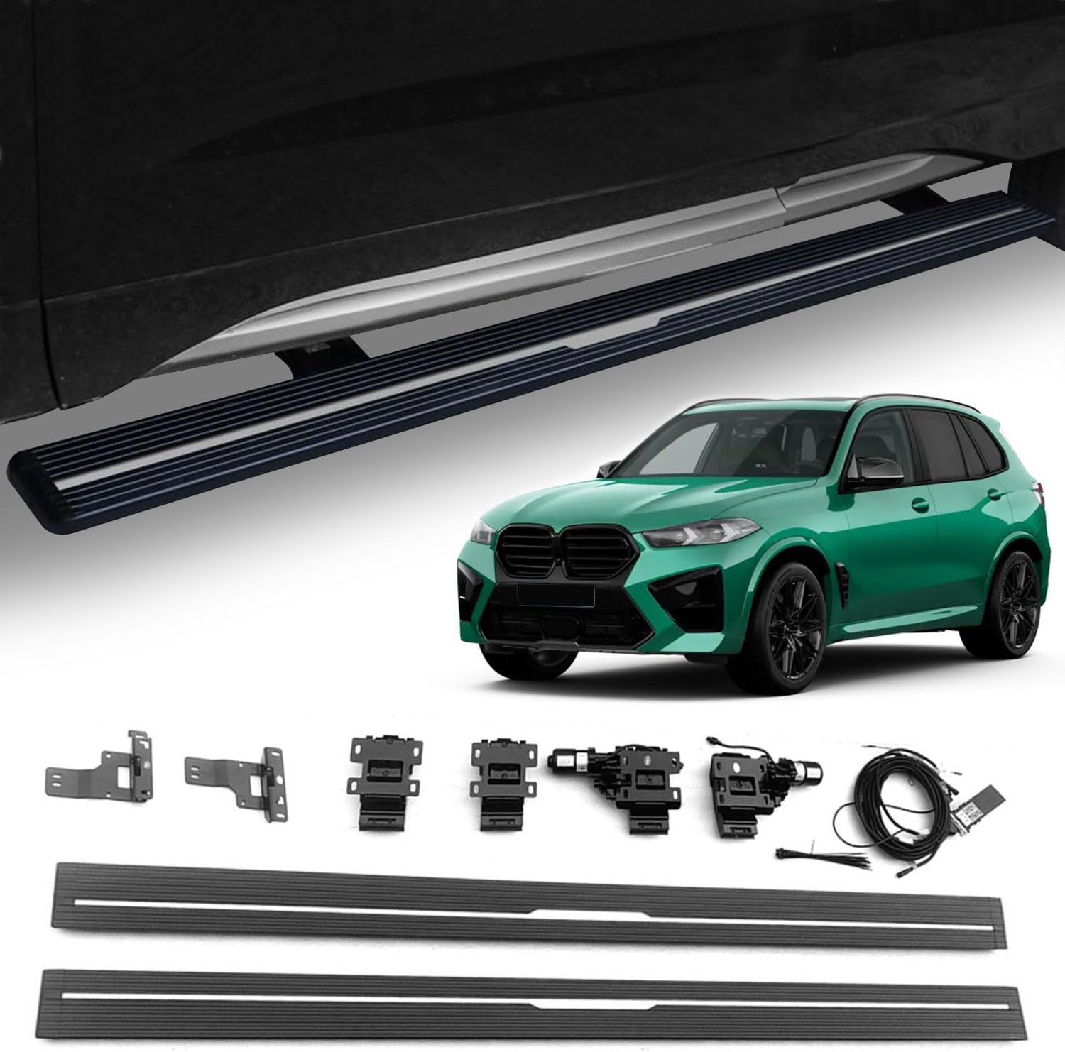 Fits 2020 2021 2022 2023 BMW X5M F95 Deployable Power Electric Running Boards, Aluminum Retractable Side Step Nerf Bars, Black