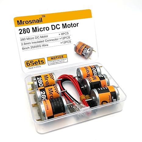 6Pcs 280 Micro DC Motors 3V-12V 13500RPM with 2.8mm Connector