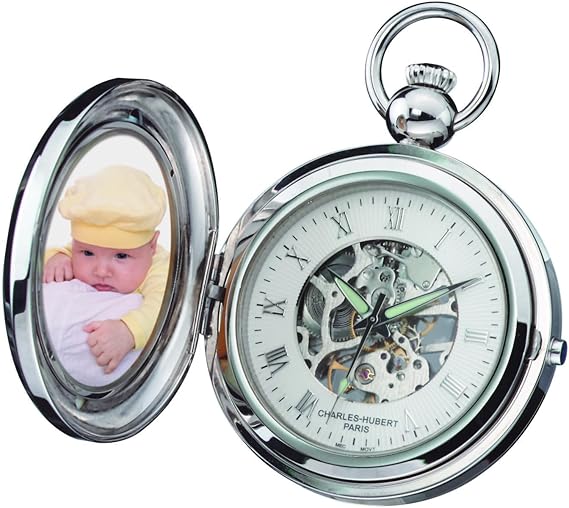 Charles Hubert 3849 Mechanical Picture Frame Pocket Watch