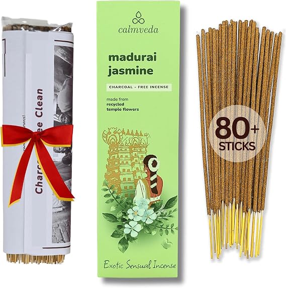 Madurai Jasmine Incense Sticks (80) - Exotic Sensual Aroma, Charcoal Free
