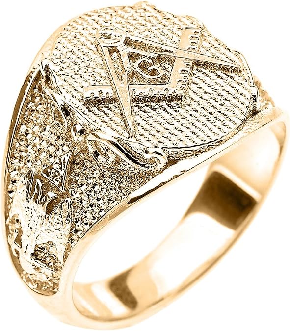 Men's Solid 14k Yellow Gold Scottish Rite Masonic Ring