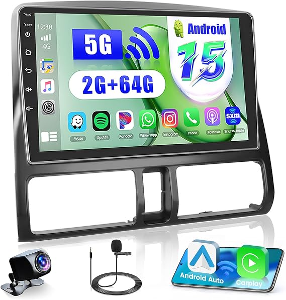 2+64G Hikity for Honda CRV 2002-2006 Android Car Stereo, 9 Inch Touchscreen Radio with Wireless Carplay, Android Auto, WiFi, GPS Navigation, Bluetooth, DSP, FM RDS, EQ + Backup Camrea