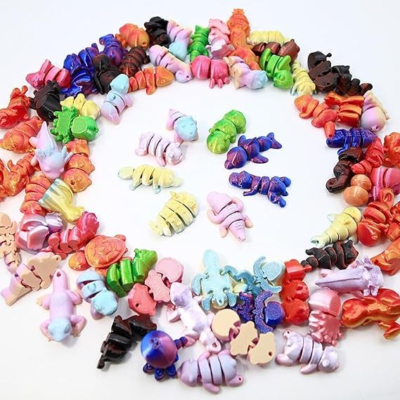 20Pcs 3D Printed Mini Animal Figures with Movable Joints Cute Flexible Articulated Fidget Different Animals Toys for Adults Small Desk Decor Home Office Photography Props Party Gifts Collectibles