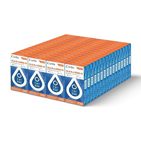 CorDx Flu A/B & COVID-19 3-in-1 Rapid Test Kit, 90-Pack, 180 Tests