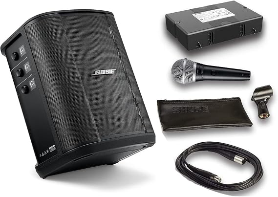 Bose S1 Pro Plus Bluetooth Speaker System Bundle with Battery, Shure PGA48 Microphone, 15ft XLR Audio Cable (6 Items)