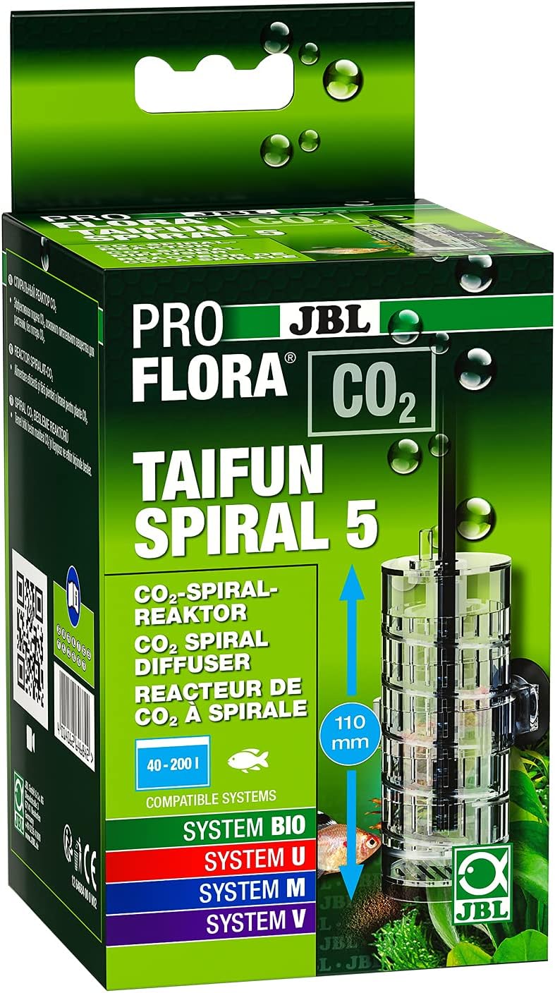 JBL PROFLORA CO2 TAIFUN SPIRAL 5, CO2 reactor, for freshwater aquariums , including hose,transparent  black,200 l