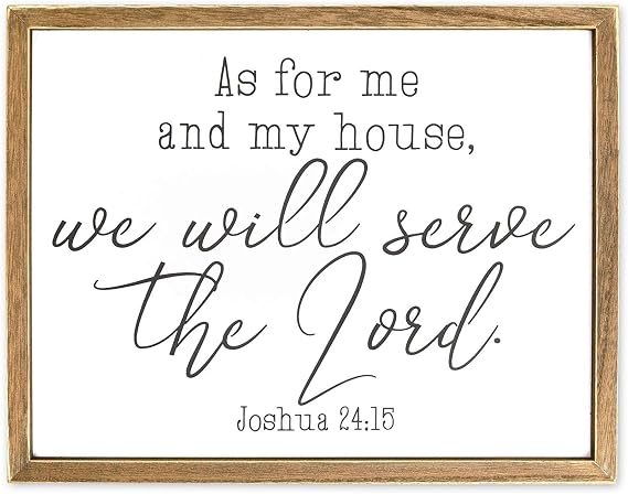 Juvale As for Me & My House We Will Serve Joshua 24:15 Bible Verse Sign - 15 x 11.8 in Black Wood Frame - Christian Wall Art Minimalist Canvas - Religious House Decor for Mantle Kitchen Office