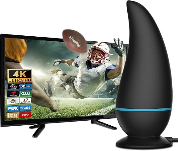 500+ Miles Long Range TV Antenna, Indoor Outdoor Digital Antenna - Supports 8K 4K 1080P, Amplified HDTV for Free Channels - 32 ft. Coaxial Cable