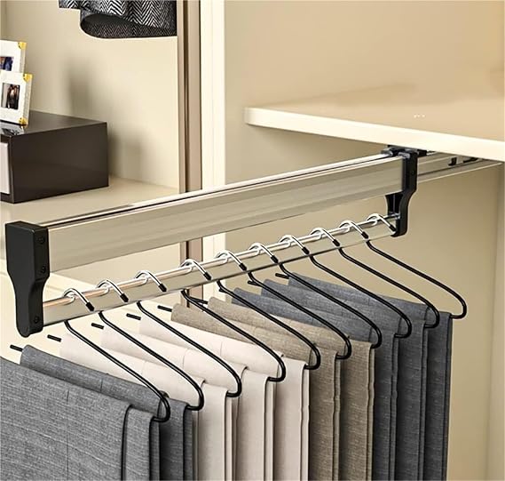 Pull Out Clothes Hanger Rail, Extendable Closet Rod, Adjustable Wardrobe Clothing Rail(500MM/19.7INCH)