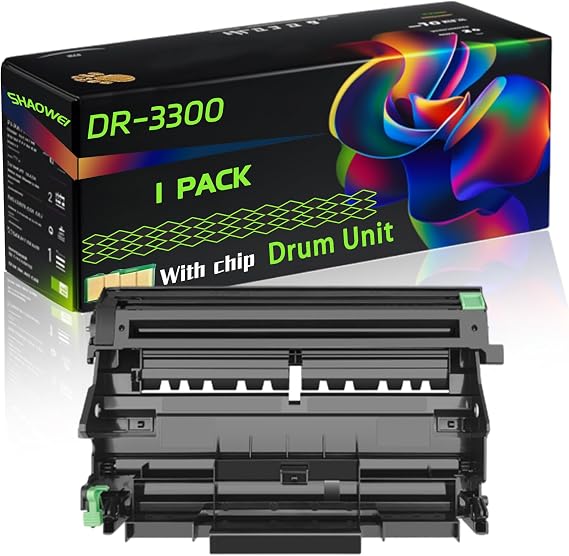 DR-3300 Compatible for Brother Drum Unit with Chip HL-5450DNT HL-6180DW HL-8520DN MFC-8520DN Printers (1 Pack Black)