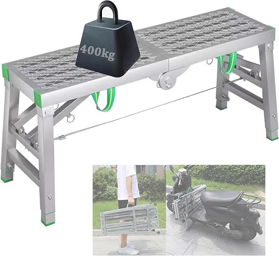 Portable Folding Scaffolding 5 Gear Adjustable Height Workbench for Home Engineering Multipurpose Work Platform Scaffold with 40cm Width 14040cm Size