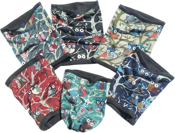 Best 6 Pack Owl Cozy Heat Holding Thermal Neck Warmer Gaiter Men Women Printed Soft Infinity Scarves Scarf Top Cute Fun Great Themed Inexpensive Snowboarding Present for Kid Children