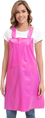 Nanxson TPU Waterproof Apron with Pocket Lightweight Work Aprons for Girls H Style for Dishwashing Pet grooming Gardening