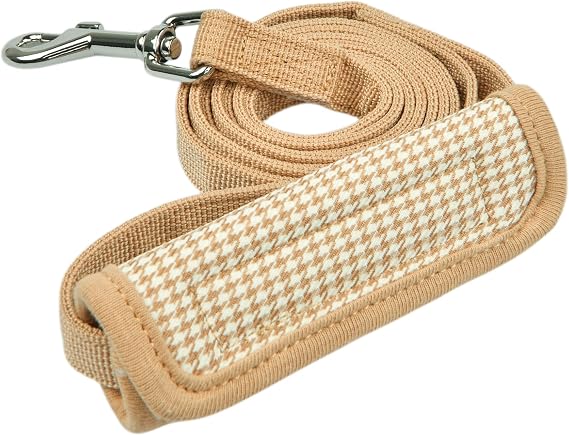 Puppia Amatus Dog Leash Houndstooth Pattern for Small and Medium Dog, Beige, Medium
