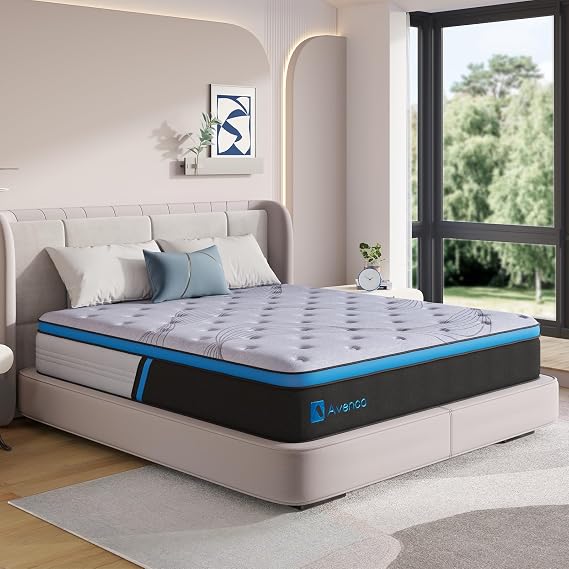 Avenco Hybrid Mattress Queen, 10 Inch Medium Plush Queen Size Mattress in a Box with Individual Pocket Springs & Comfort Foam for Pressure Relief