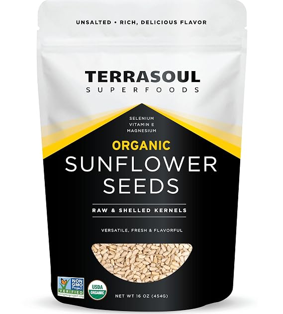 Terrasoul Superfoods Organic Hulled Sunflower Seeds, 16oz, Hulled | Fresh | Vitamin E