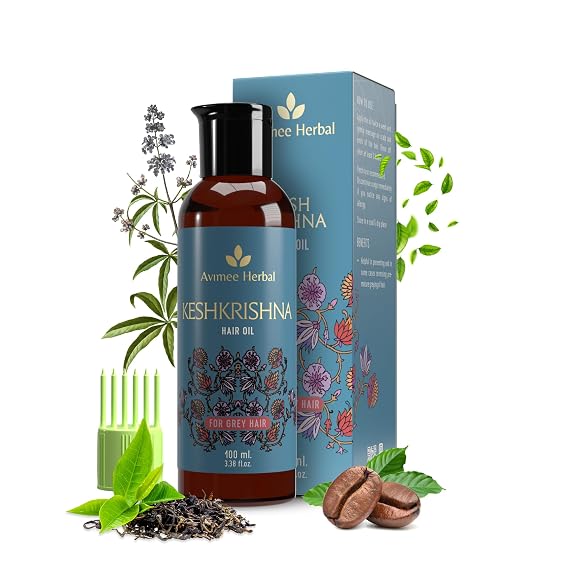 Avimee Herbal Keshkrishna Hair Oil | With Indigo, Amla, Currly Leaf and Henna | Mineral Oil Free | 100 ml