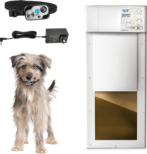 Power Pet Automatic Electronic Pet Door by High Tech Pet - Pet Operated Dog Door, High Security, Air Tight, for Medium Dogs up to 30 lbs. (814" X 10" Pet Opening), Easy Install