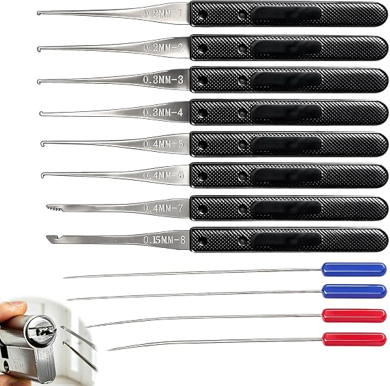 12 Pcs 0.15-0.4 mm Broken Key Extractor and Lock Removal Set