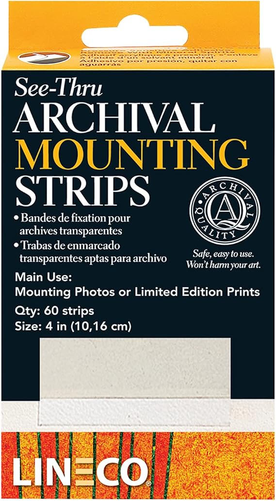 Lineco See-Through Archival Polyester Mounting Strips, 4 Inch, 60 PCS