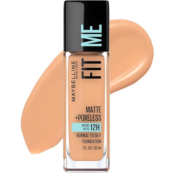 Maybelline New York Fit Me Matte Plus Poreless Foundation, Natural Tan, 1 Fluid Ounce