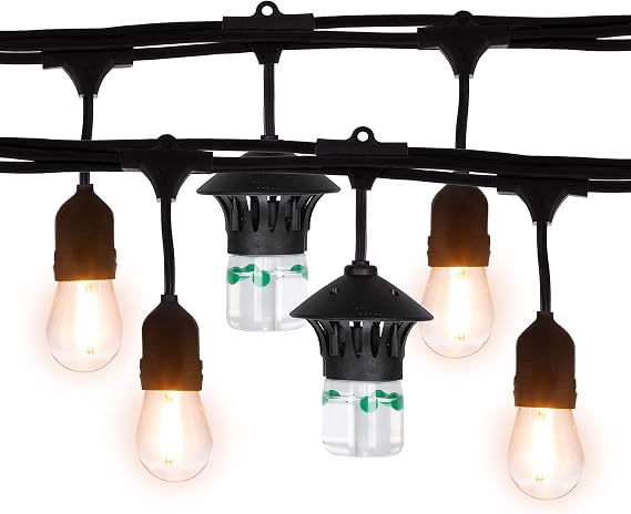 TIKI BiteFighter Outdoor LED Weatherproof Proven Mosquito Repellent String Lights 36 Ft, Includes 3 Replaceable Repellent Pods