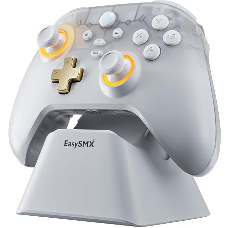 EasySMX D05 PC Controller - Enhanced Wireless Bluetooth Pro Controller with Charging Dock/Hall Sensor/RGB Lighting - No Stick Drift, No Dead Zone - Work for Windows PC, Android, Steam and Switch