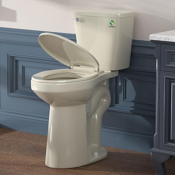 SUPERFLO Tall Toilet 21 Inch Bone White, Extra Tall Toilets