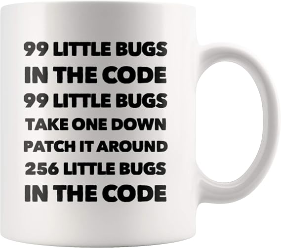 Panvola 99 Little Bugs In The Code Take One Down Computer Programmer Gifts For Husband Boyfriend Brother Coder Programming Students Teacher Ceramic Coffee Mug 11 oz White