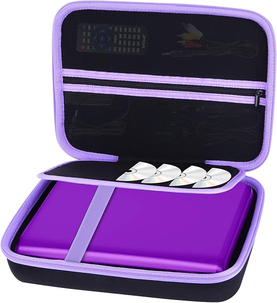 Lebakort Storage Case Compatible with YOTON 10.5'' / DBPOWER 11.5" / SQQBZZ 11.5" / ieGeek 11.5" Portable DVD Player (Black+ Purple Case, for 10.5-11.5 Player)