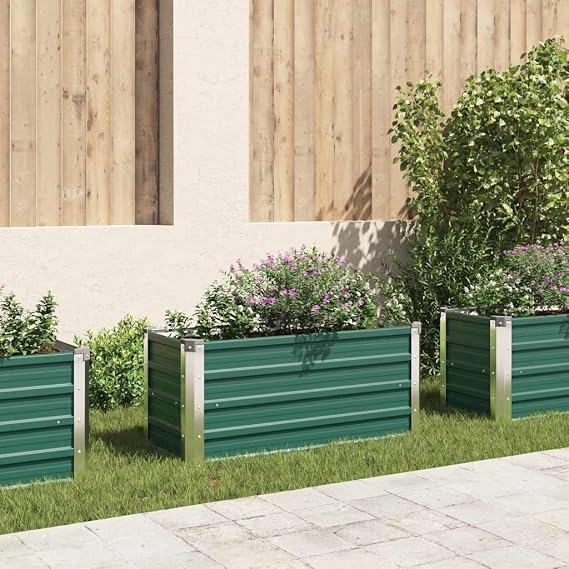 Galvanized Steel Raised Garden Bed 39.4"x15.7"x17.7" Large Outdoor Planter Box for Vegetables Flowers Herbs Green Patio Balcony Gardening