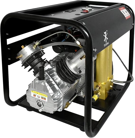 TUXING 4500Psi Pcp Air Compressor,Built-in Two Stage Filtration Water-Oil Separator Filter,Auto-Stop Version,Paintball/Scuba Tank Compressor 110V(TXEDM042)