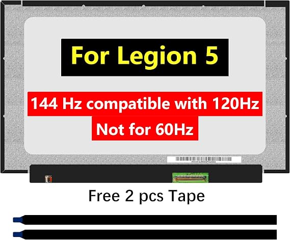 LCD LED Screen Replacement for Lenovo Legion 5-15ARH05 5-15ARH05H 5-15IMH05 5-15IMH05H 82B5 82B1 82AU 81Y6 82CF, FHD IPS Display (40Pin 144Hz Refresh Rate)