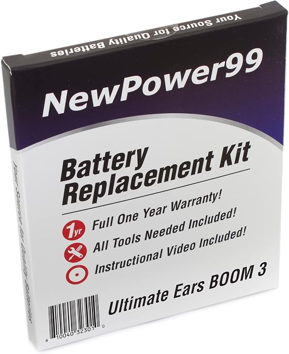 Battery Replacement Kit for Ultimate Ears Boom 3 with Tools, Video Instructions and Long Life Battery from NewPower99