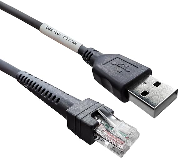 LORDTRONICS USB Cable for Motorola Symbol/Zebra Scanner LS2208 DS6878 LI4278 LS3578 7FT 2M USB Type A Barcode Scanner Cable CBA-U01-S07ZAR, Gray