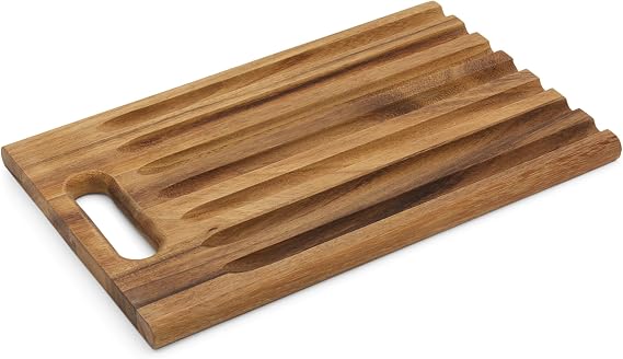 Ironwood Gourmet Bread Cutting Board, 9.75 x 15 x 0.75 inches, Sweep Off Baguette Board