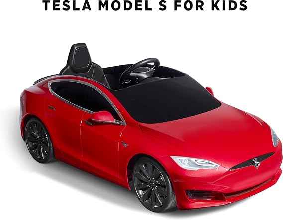 Radio Flyer Tesla Model S for Kids, Red Battery Powered Kids Ride On Toy for Ages 3-8, Tesla Toy Car